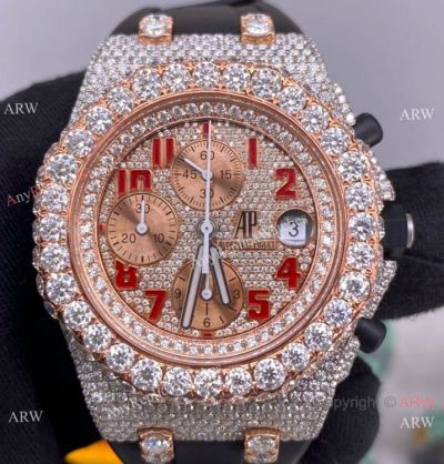 Iced Out Audemars Piguet Royal Oak 1-1 3126 Watch Rubber Strap